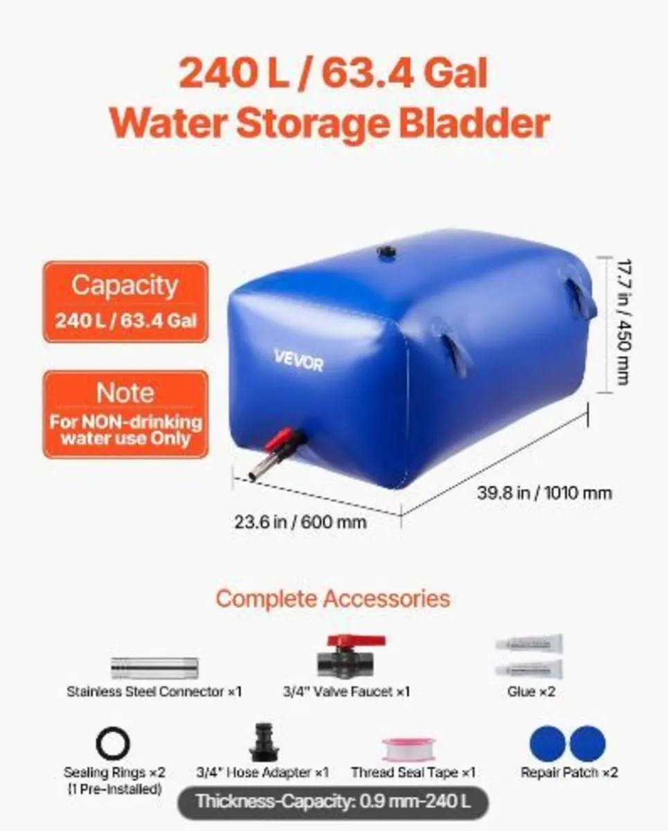 Water Storage Bladder 240L Large Capacity - Image 2