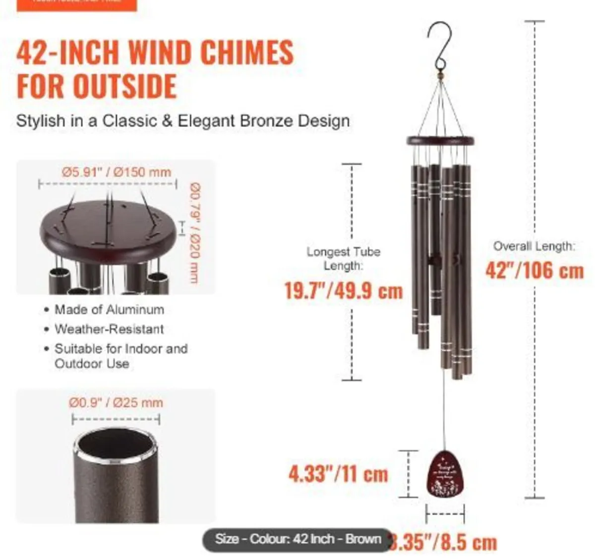 Wind Chimes for Outside, 1067 mm - Image 2