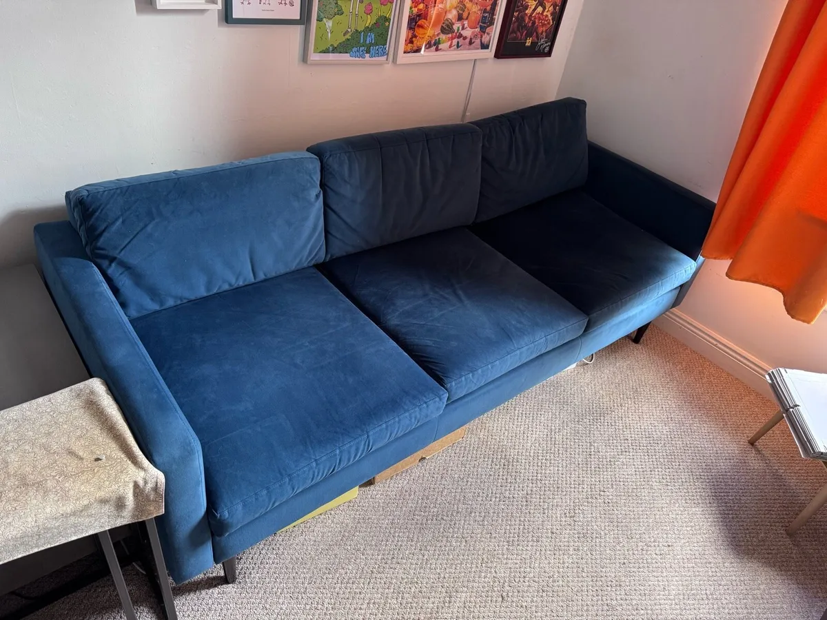 Swyft Blue 3 Seater Sofa - Image 1