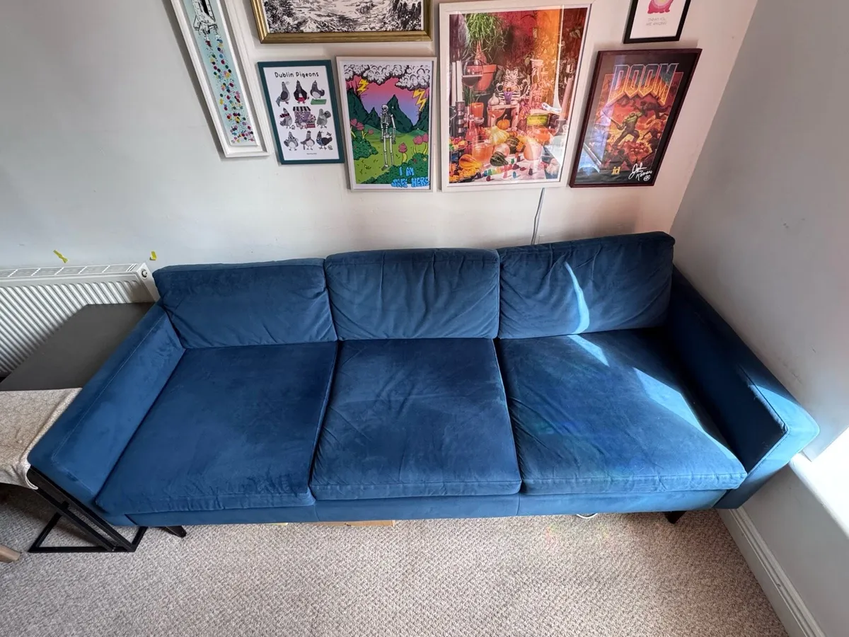 Swyft Blue 3 Seater Sofa - Image 2