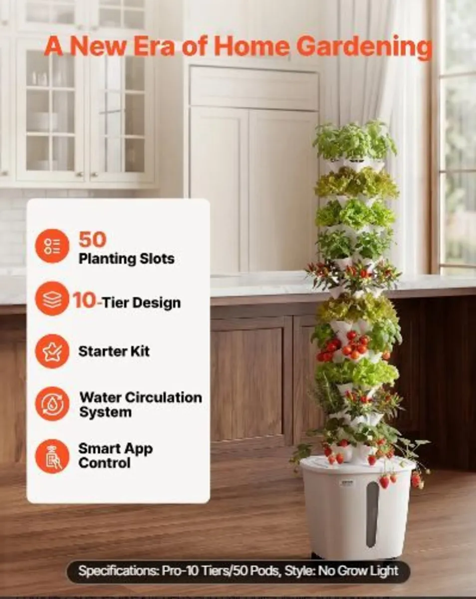 Hydroponic Tower, 50 Pods 10 Tiers - Image 2
