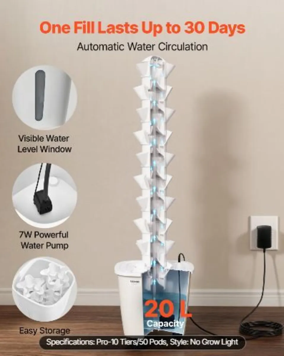 Hydroponic Tower, 50 Pods 10 Tiers - Image 4