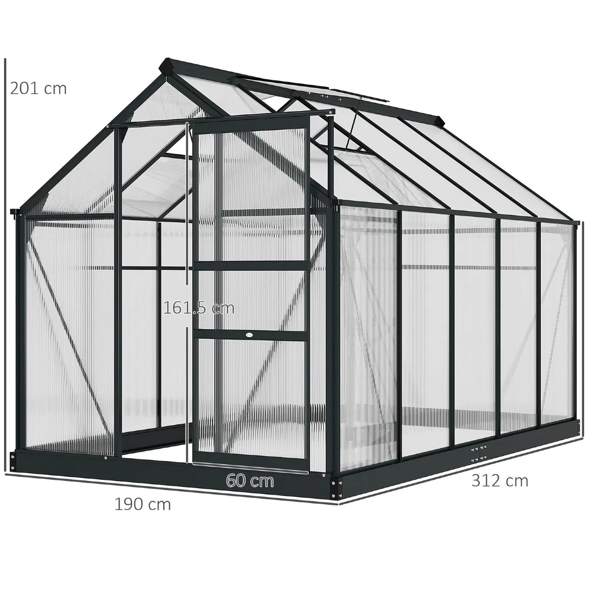 6 x 10ft Polycarbonate Greenhouse Large Walk In Gr - Image 2