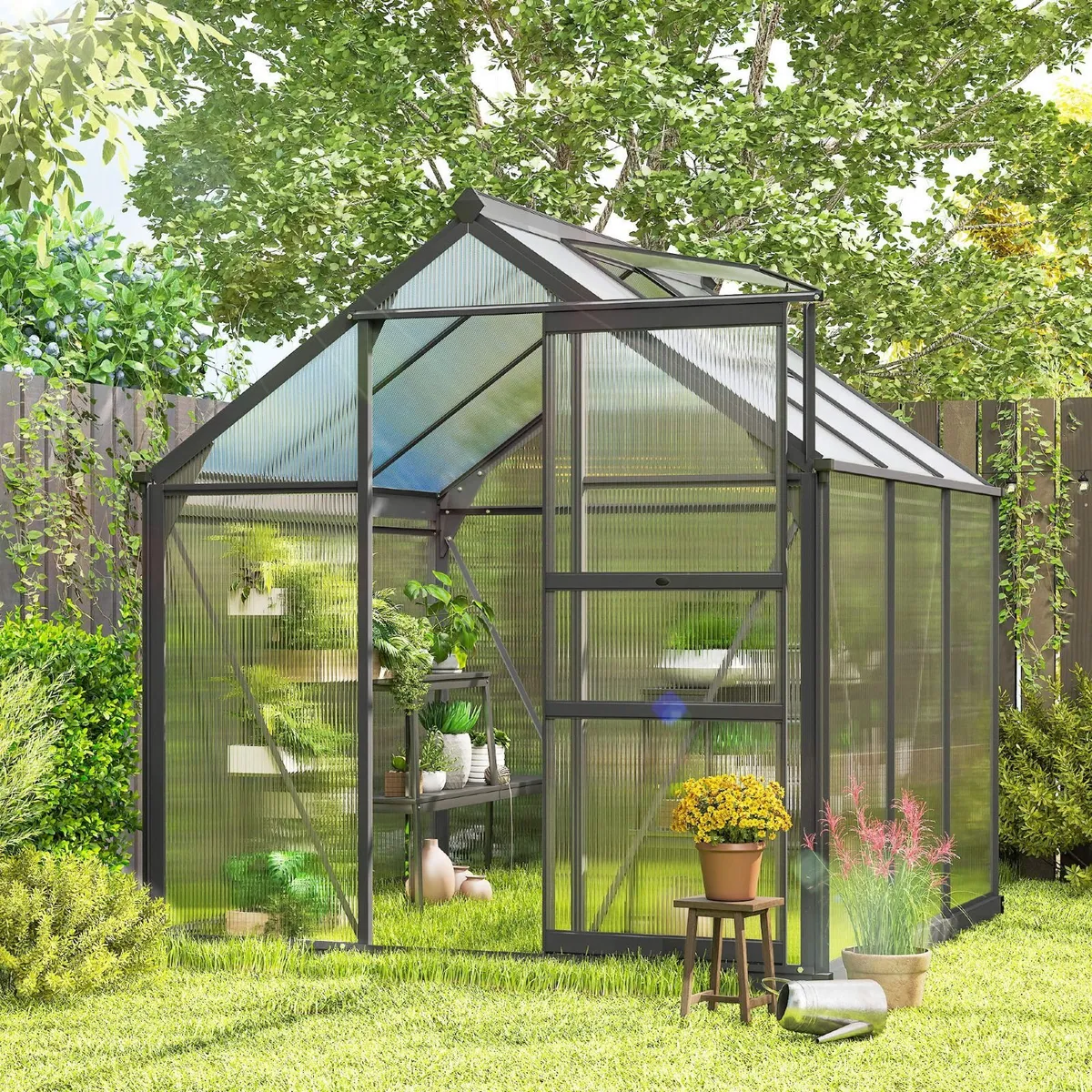 Large 6 x 6ft Polycarbonate Greenhouse - Image 1