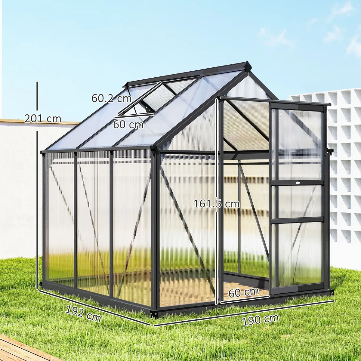 Large 6 x 6ft Polycarbonate Greenhouse - Image 2