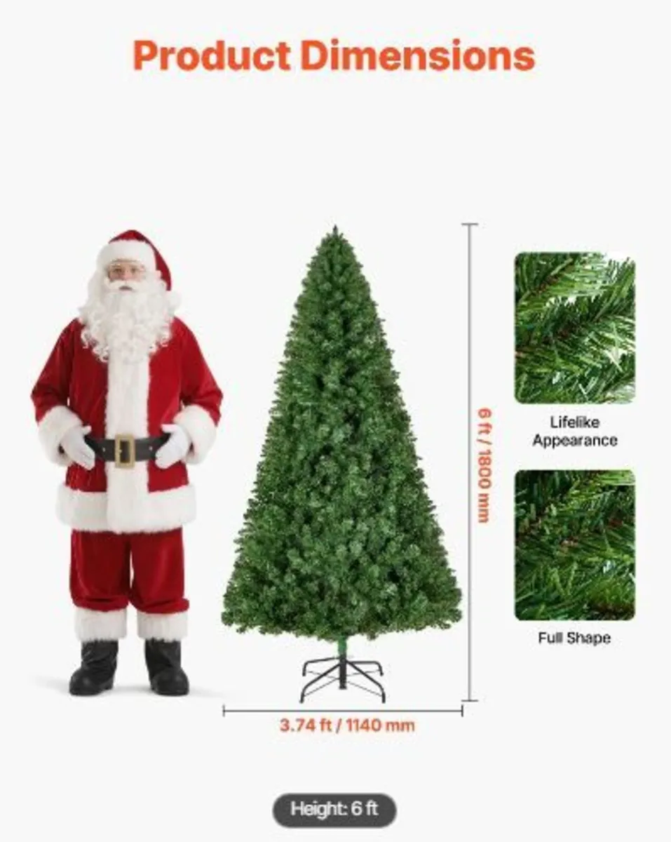 Christmas Tree, 1.8m Artificial Xmas Tree, - Image 3