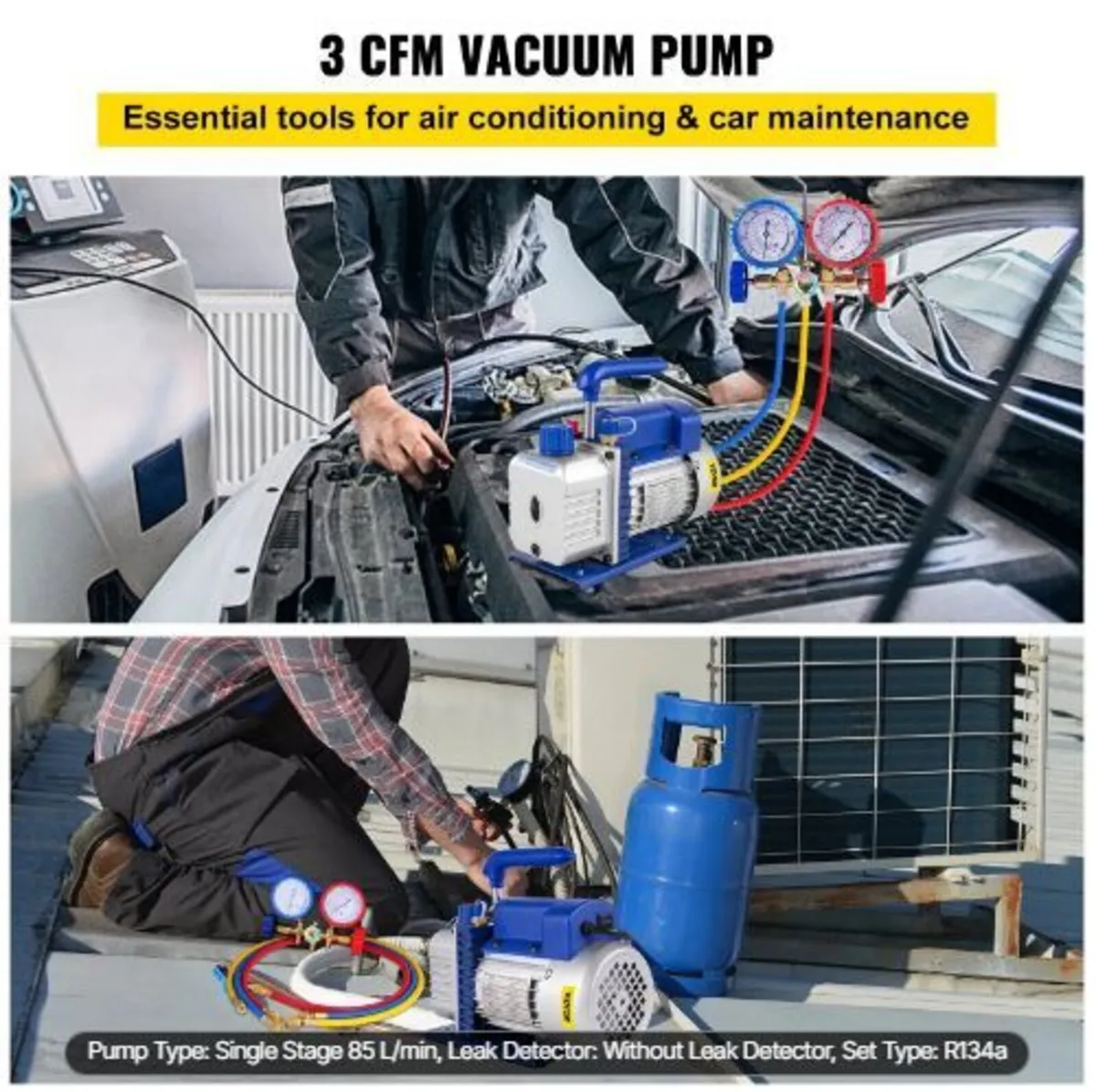 3CFM 1/4HP Refrigerant Vacuum Pump Kit - Image 3