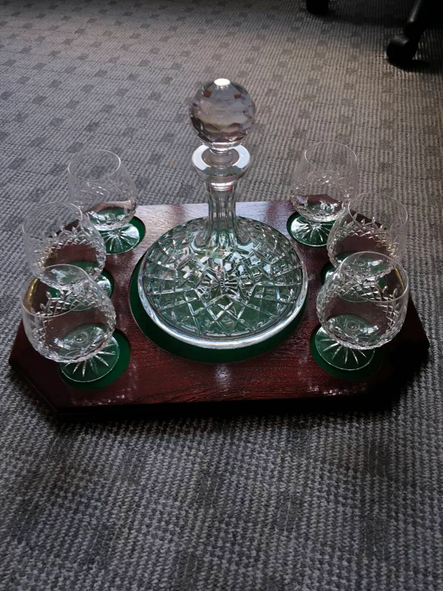 Galway Crystal Brandy Decanter with Glasses