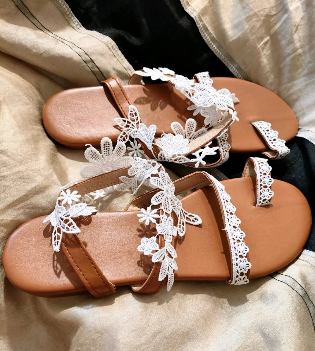 Women’s Lace Flat Sandals – Size 43 - Image 4