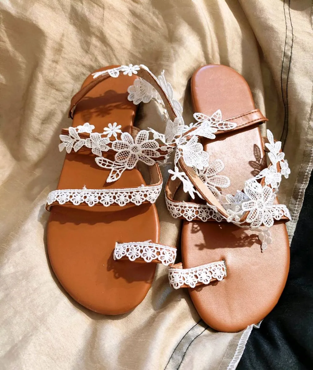 Women’s Lace Flat Sandals – Size 43 - Image 2