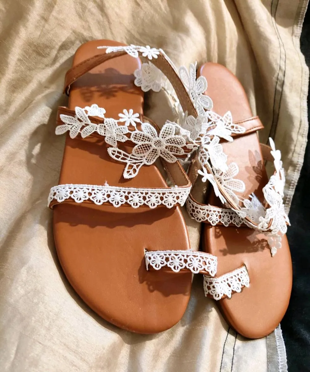Women’s Lace Flat Sandals – Size 43 - Image 3
