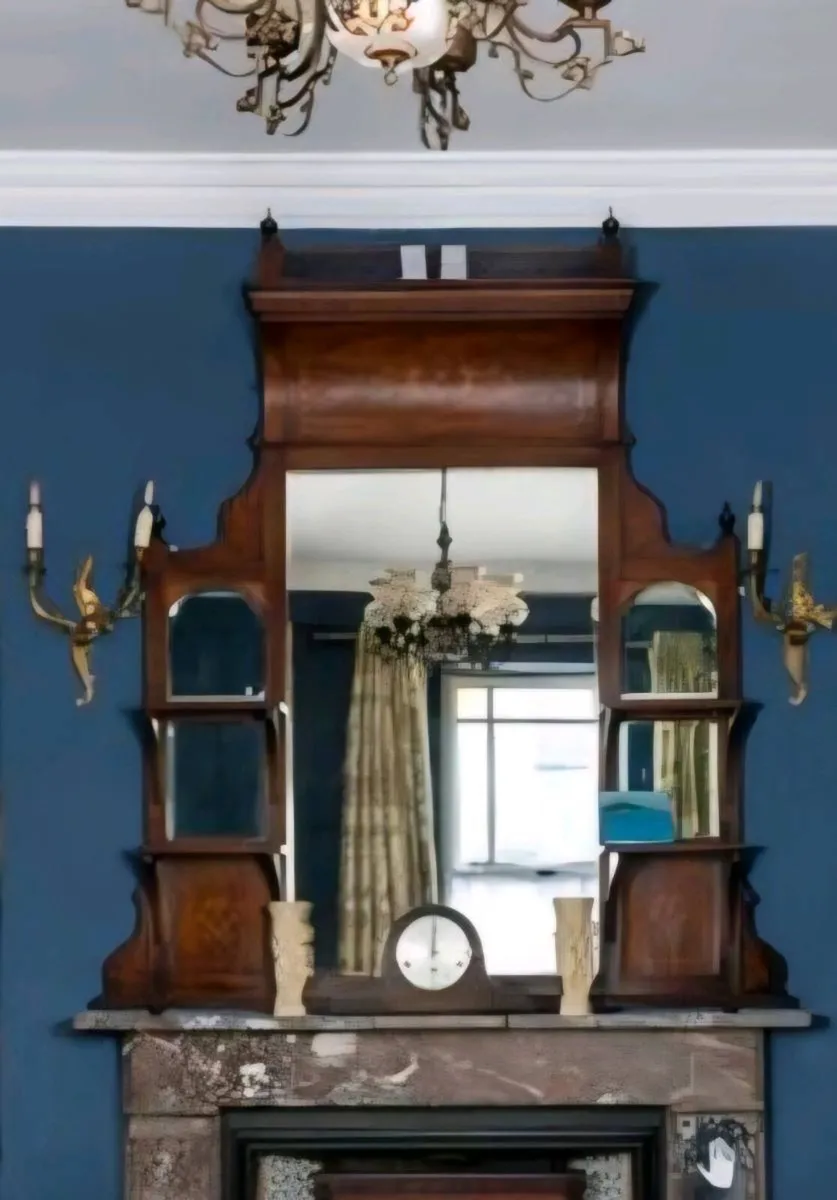 Antique late Victorian over mantle mirror - Image 1