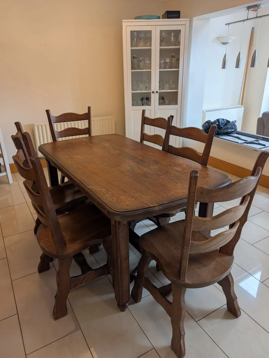 Oak Dining Table and Chairs - Image 1