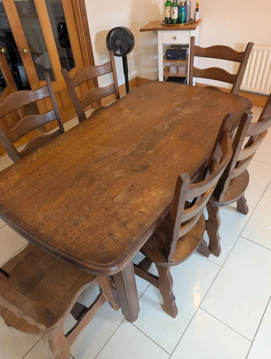 Oak Dining Table and Chairs - Image 3
