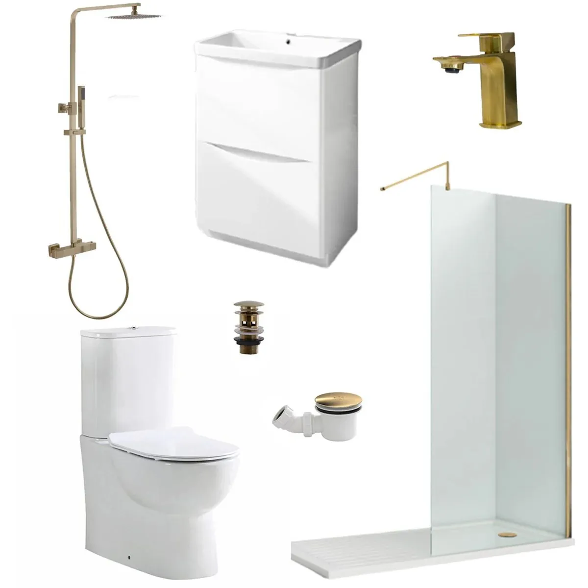 Bathshack Brass Full Shower Room Suite