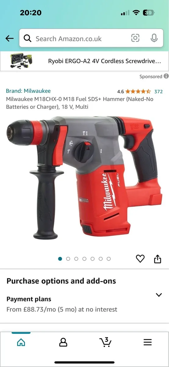 Milwaukee SDS M18 18v drill with 5ah battery and c - Image 3