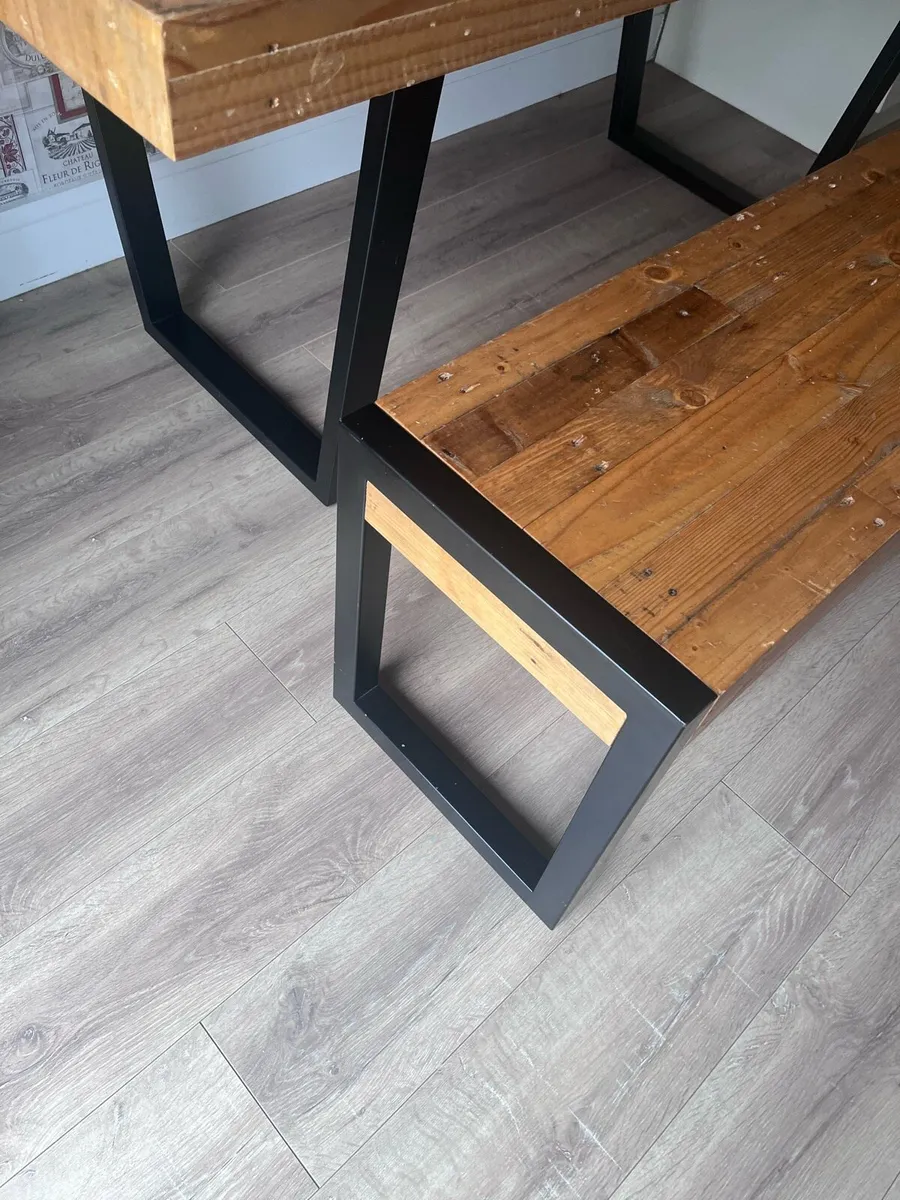 Reclaimed wooden table and bench - Image 3