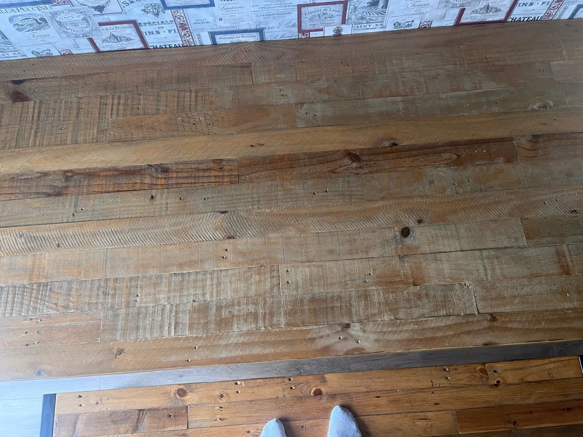 Reclaimed wooden table and bench - Image 4