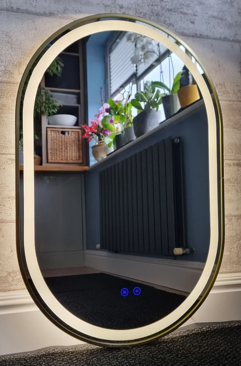 LED Bathroom Mirror Gold Frame Antifog 60x90cm - Image 4