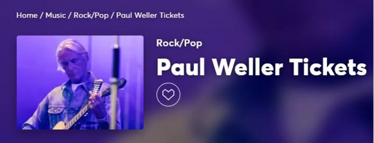 Paul Weller Cork 26 June – 2 Seated Tickets €120 - Image 1