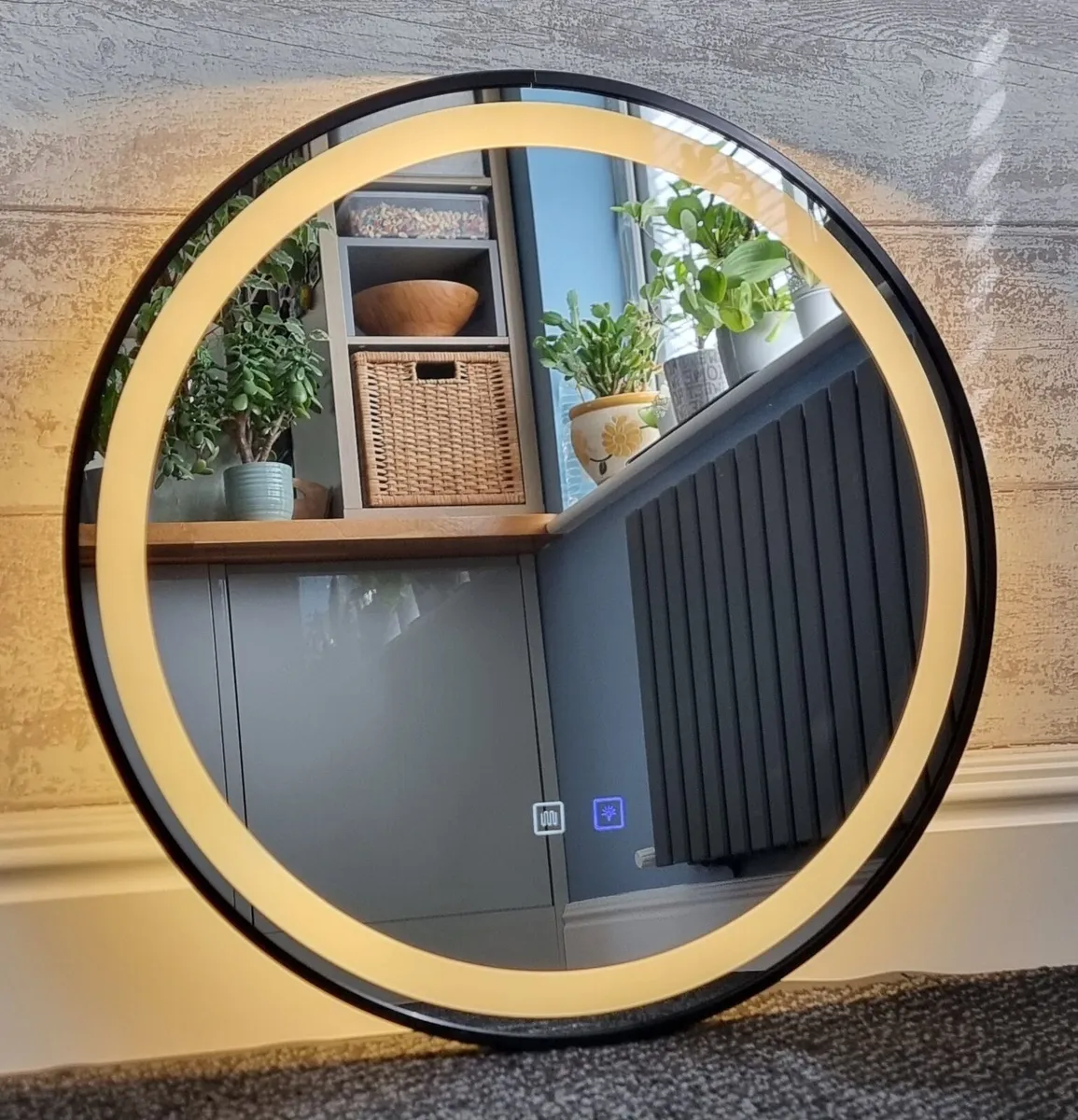 LED Bathroom Mirror 60cm Black Frame Antifog - Image 2