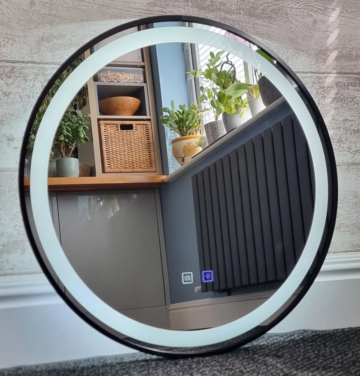 LED Bathroom Mirror 60cm Black Frame Antifog - Image 4