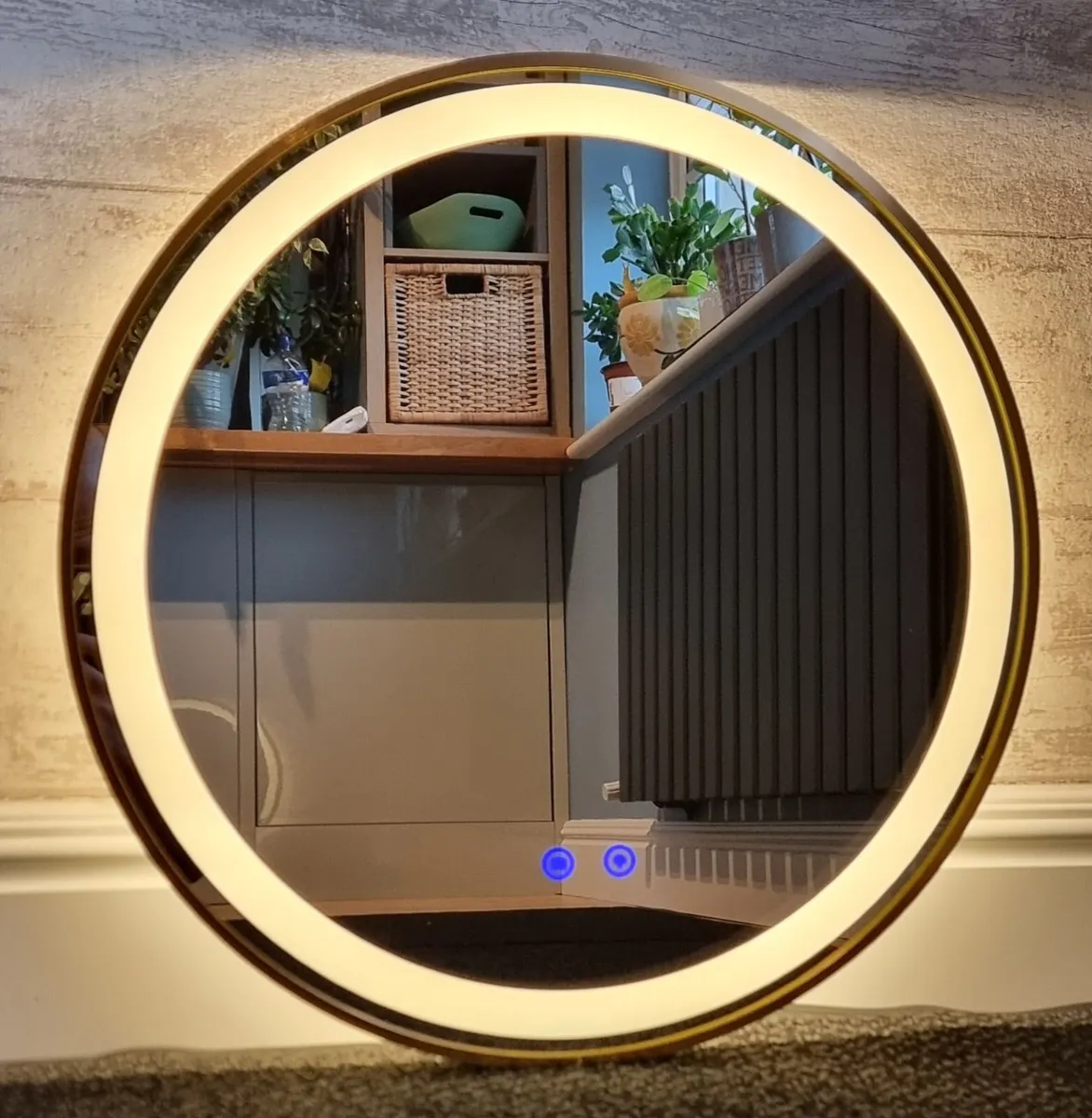 LED Bathroom Mirror Gold Frame Demister Fog Free - Image 3