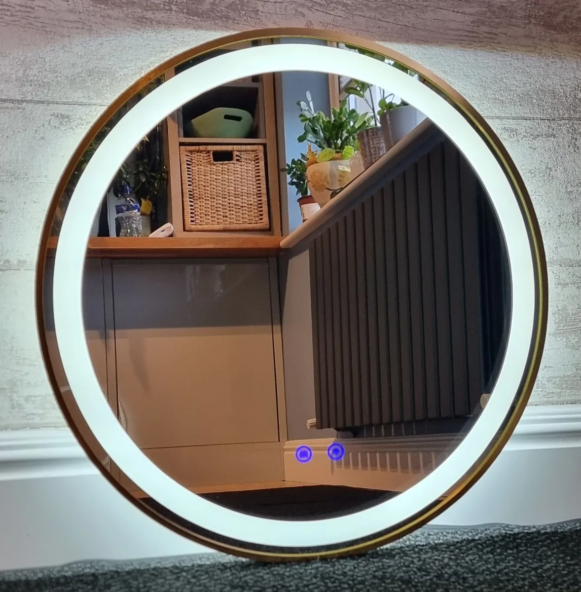 LED Bathroom Mirror Gold Frame Demister Fog Free - Image 2