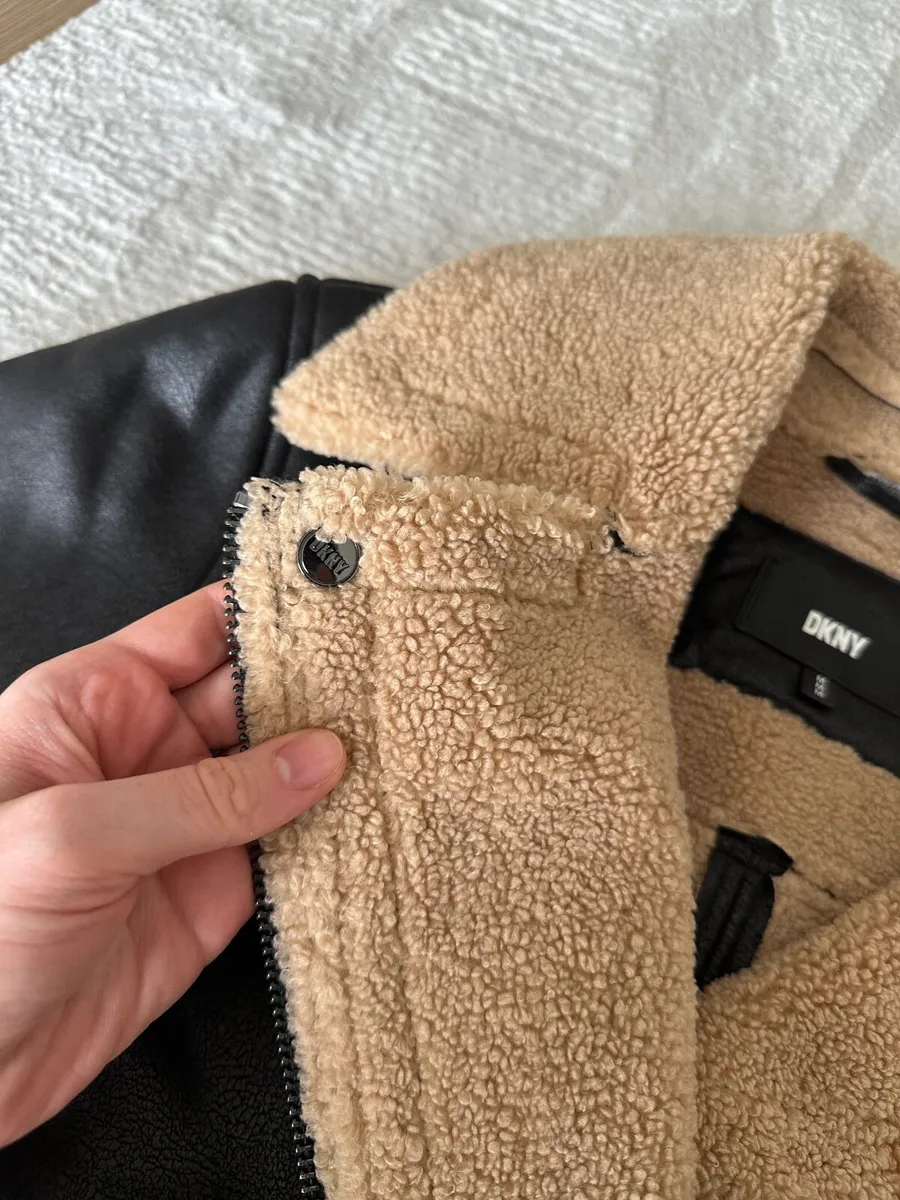 DKNY Faux Shearling Aviator Jacket — Size M - Image 2