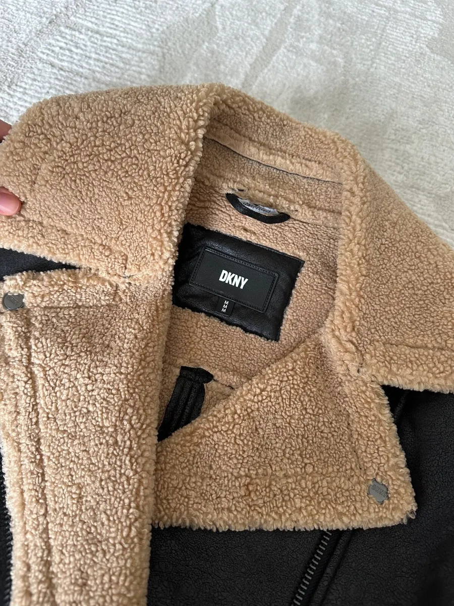 DKNY Faux Shearling Aviator Jacket — Size M - Image 3