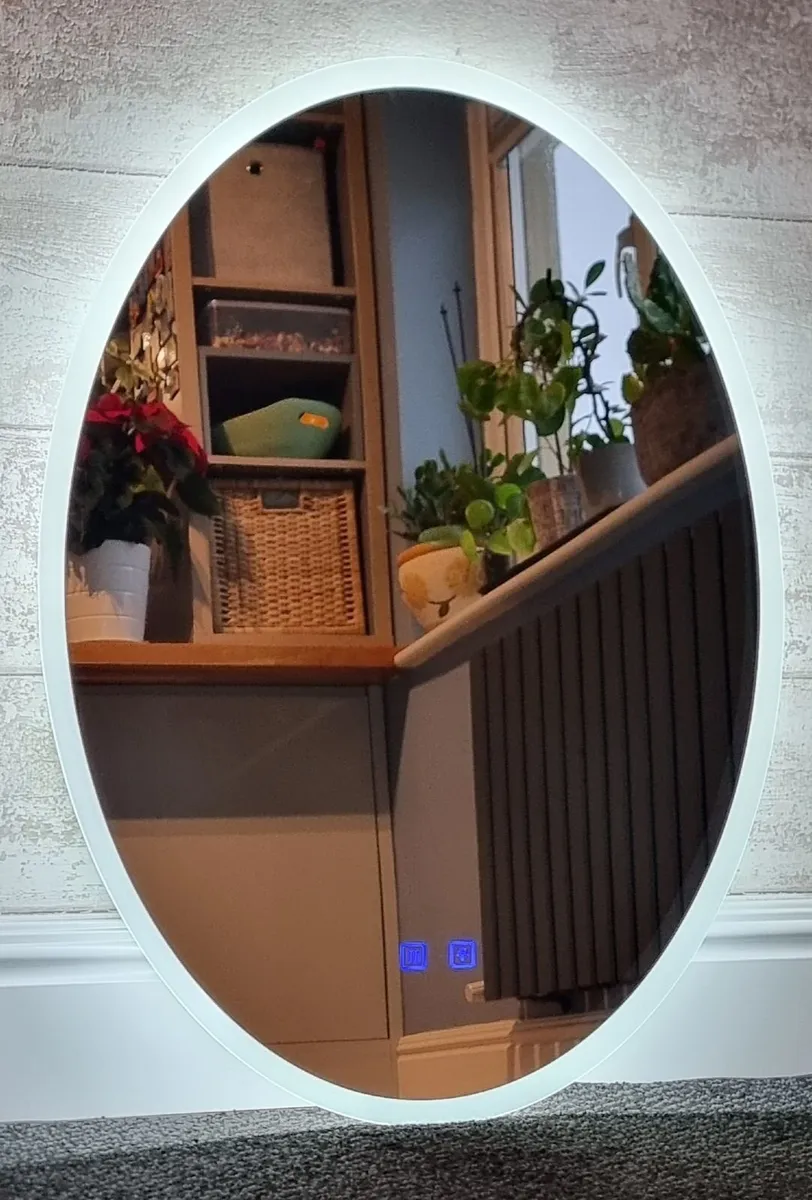 LED Bathroom Mirror 60x80cm Oval Demister Dual LED - Image 2