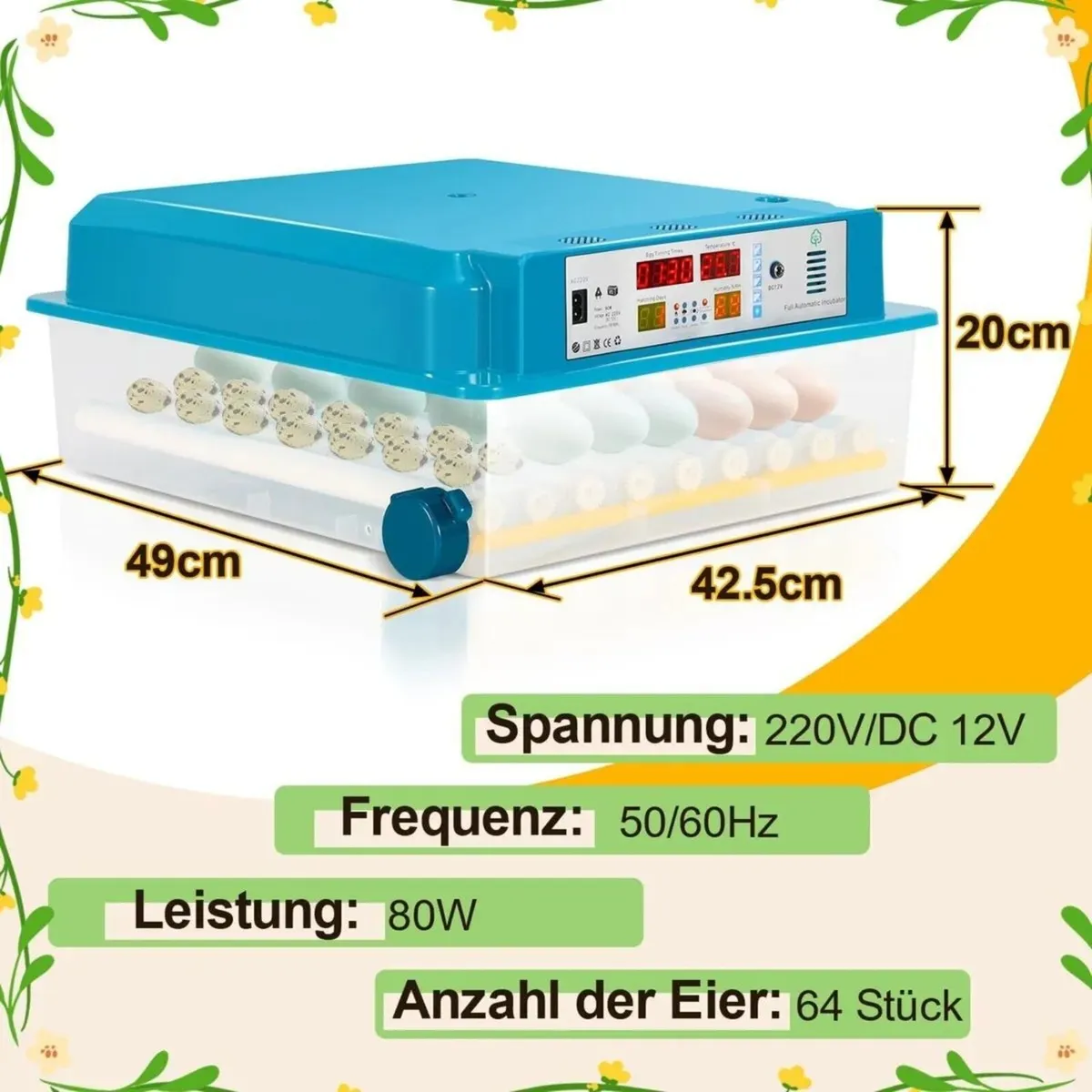 64 Egg Automatic Incubator Auto Turning LED - Image 2