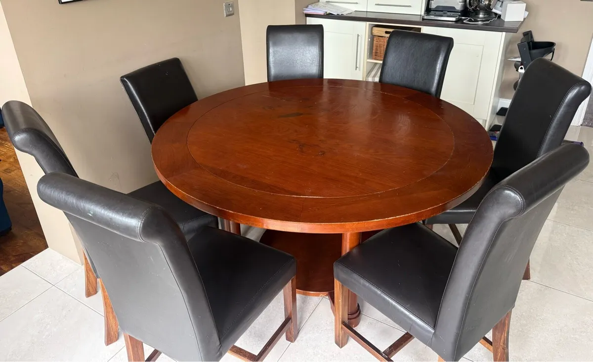 Round Dining Table and 7 Chairs - Image 1