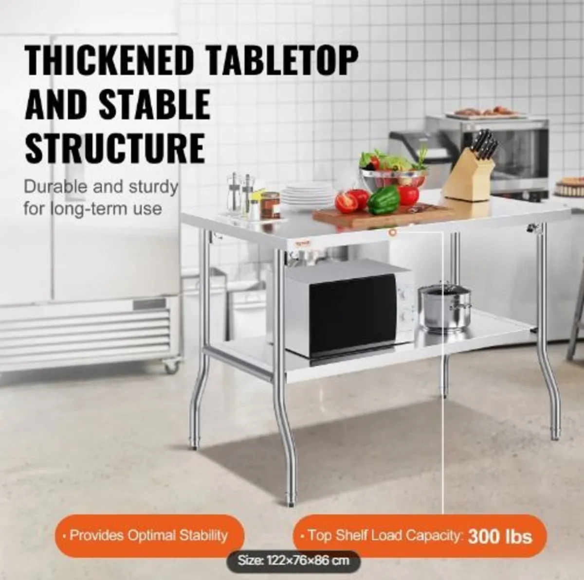 Folding Commercial Prep Table, 48 x 30 Inch - Image 2