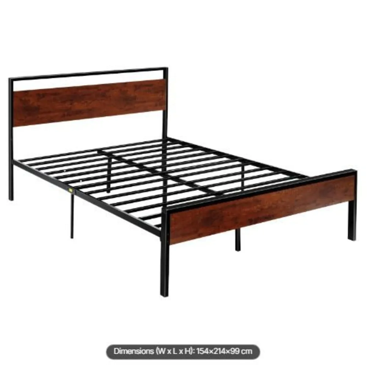 Queen Size Bed Frame, 35 cm Black Metal - Image 4