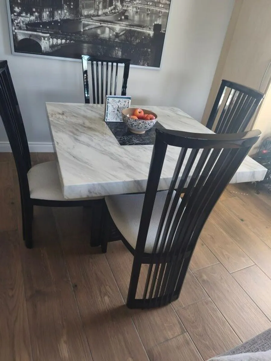 marble effect table and chairs - Image 3