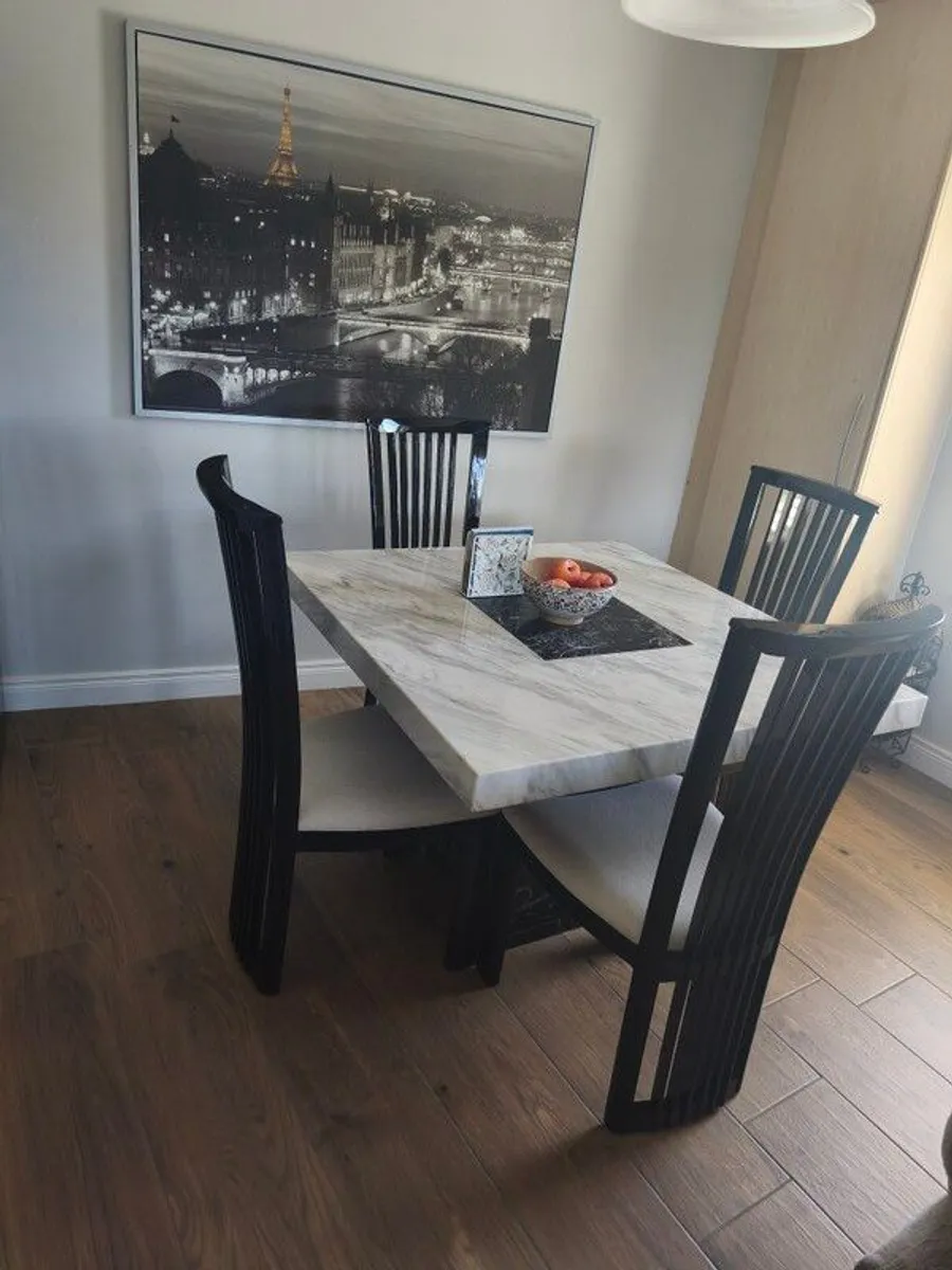 marble effect table and chairs - Image 2