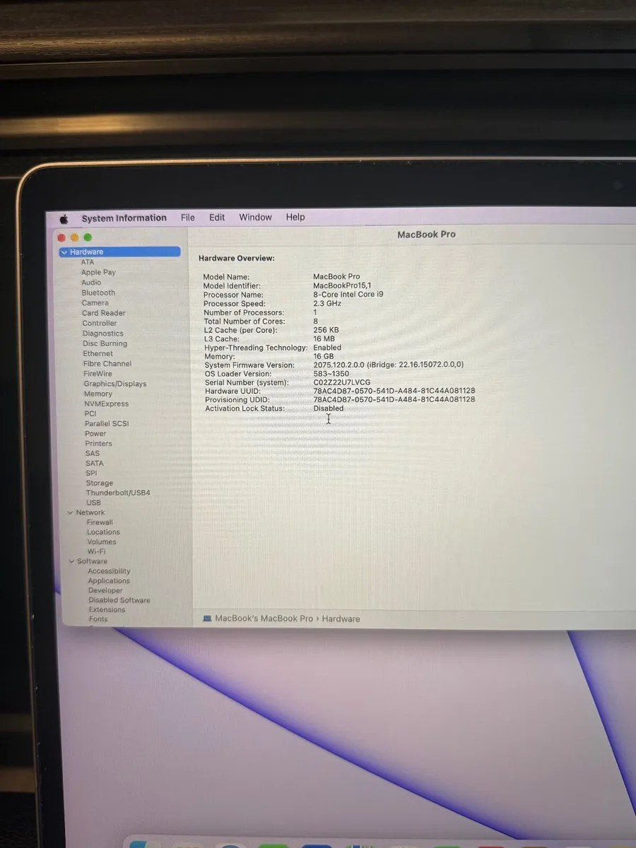 MacBook Pro 15 2019 i9/16GB/512SSD/271c - Image 3