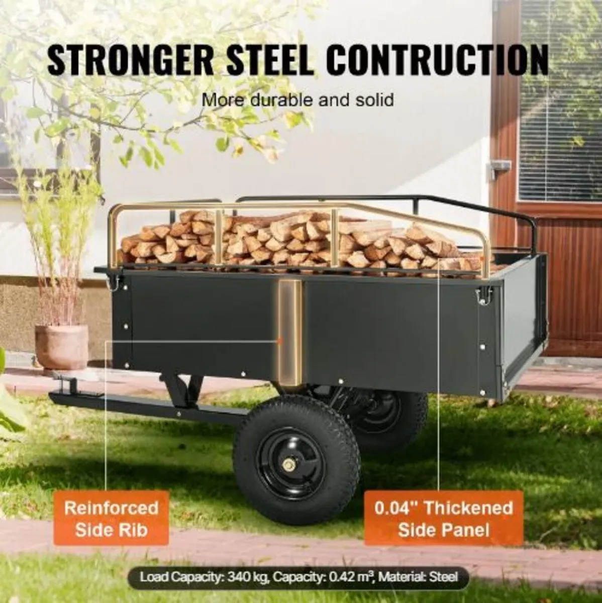 Heavy Duty ATV Trailer Steel Dump Cart - Image 4