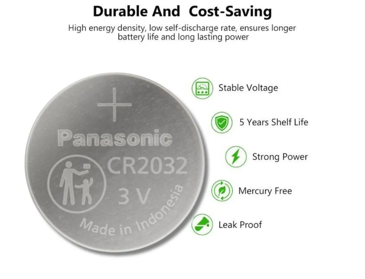 Panasonic CR2032 3V Lithium Coin Battery 5 Pack - Image 3