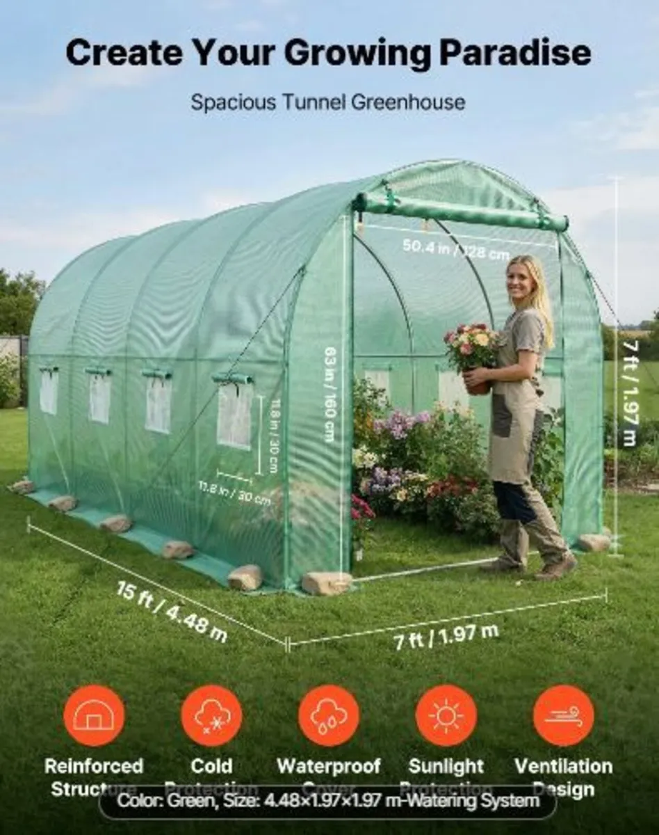 Walk-in Tunnel Greenhouse, 4.48x1.97x1.97 m - Image 3