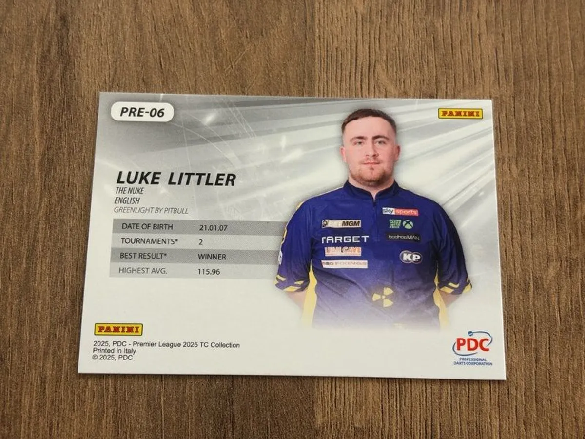 2025 Panini PDC Darts Luke Littler 8/9 Gold Case Hit - Image 3