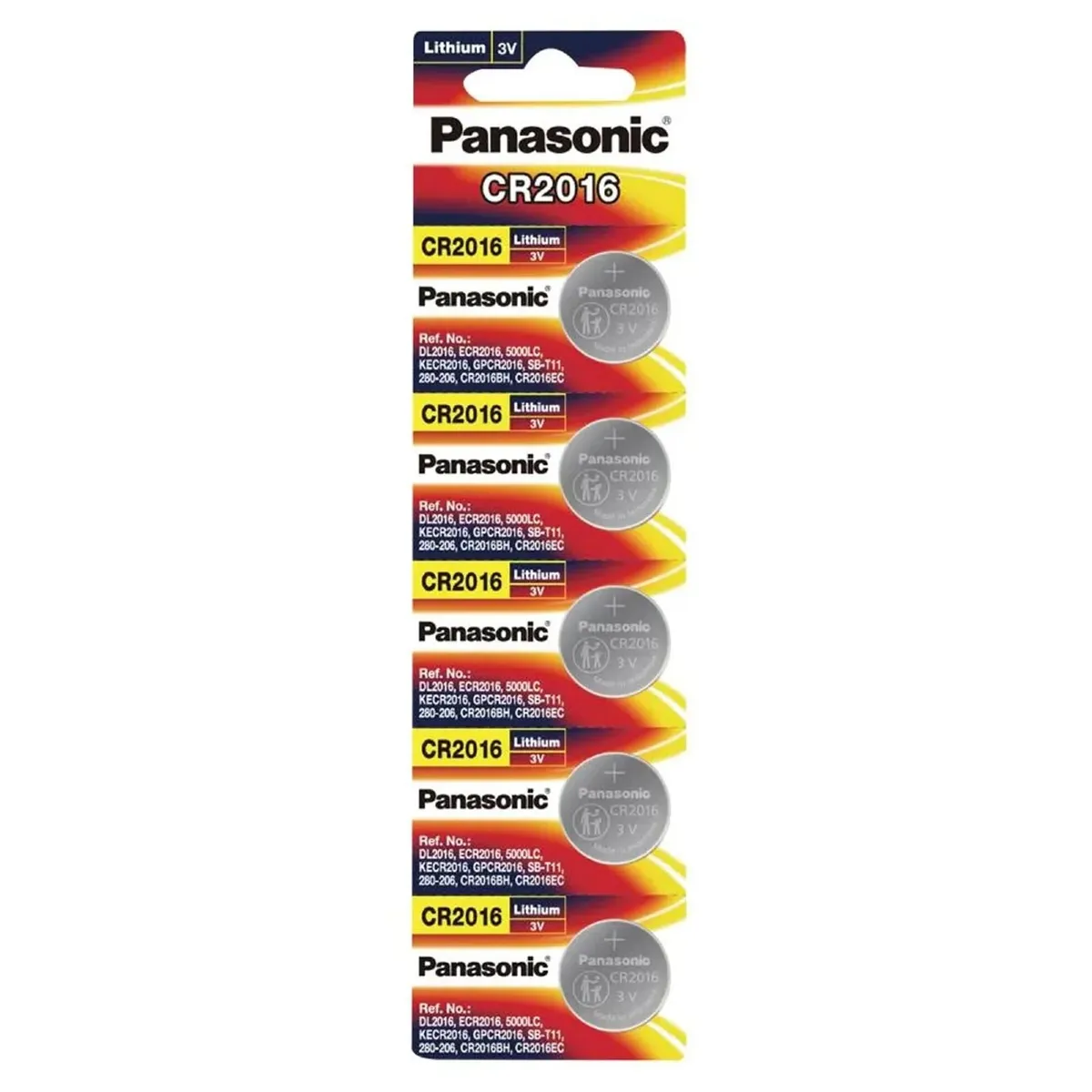 Panasonic CR2016 Battery 3V Lithium 5 Pack - Image 1