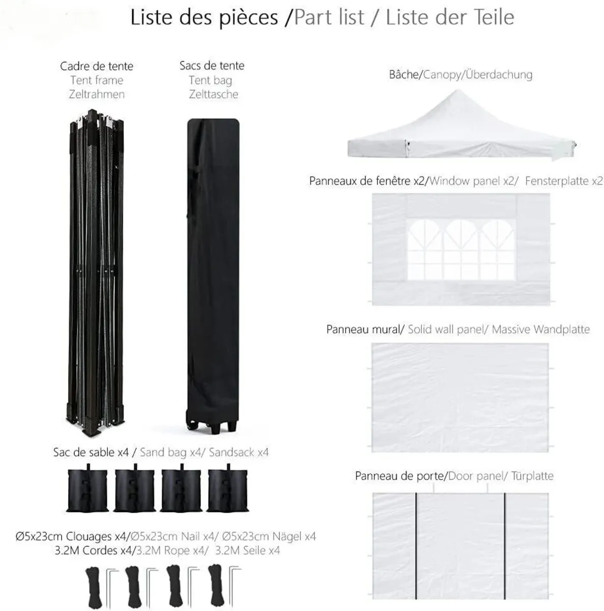 Gazebo Tent 3x3m with 4 Sides Garden Party Tent - Image 3