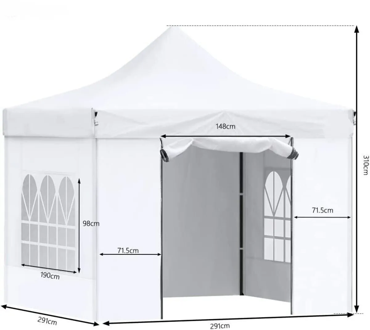 Gazebo Tent 3x3m with 4 Sides Garden Party Tent - Image 4