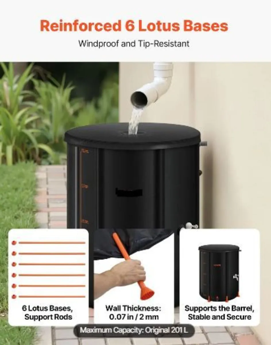 Collapsible Rain Barrel, 201 L Portable Rain Wate - Image 4