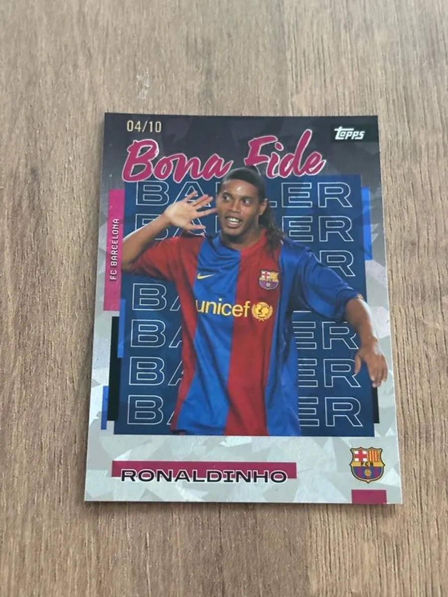 2025 Barcelona Team Set Ronaldinho Bona Fide Baller 4/10 Black - Image 1