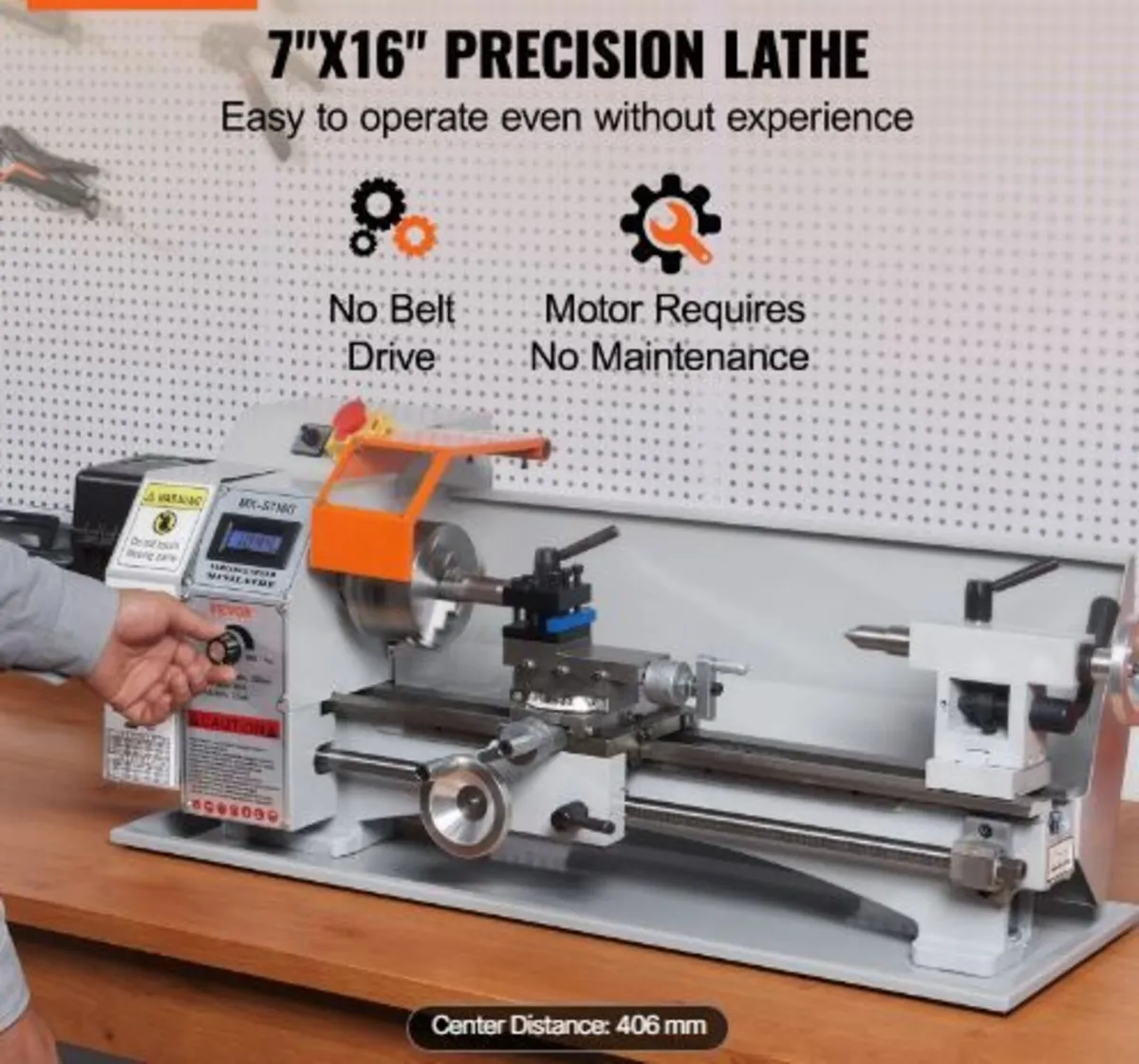 Mini Metal Lathe Machine, 17.8 cm x 40.7 cm, 800W - Image 3