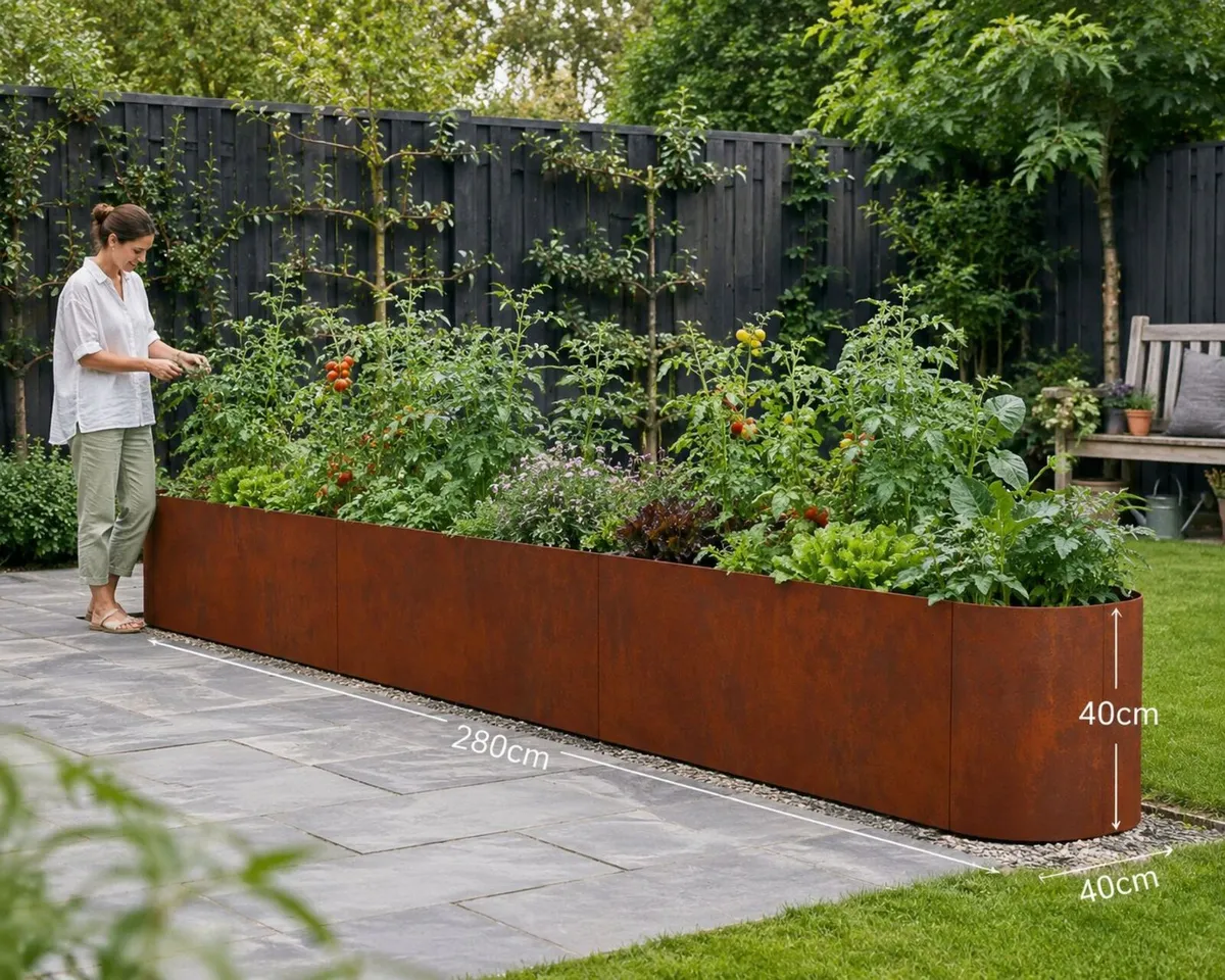 Large Metal Raised Garden Bed 280cm Weatherproof P - Image 1