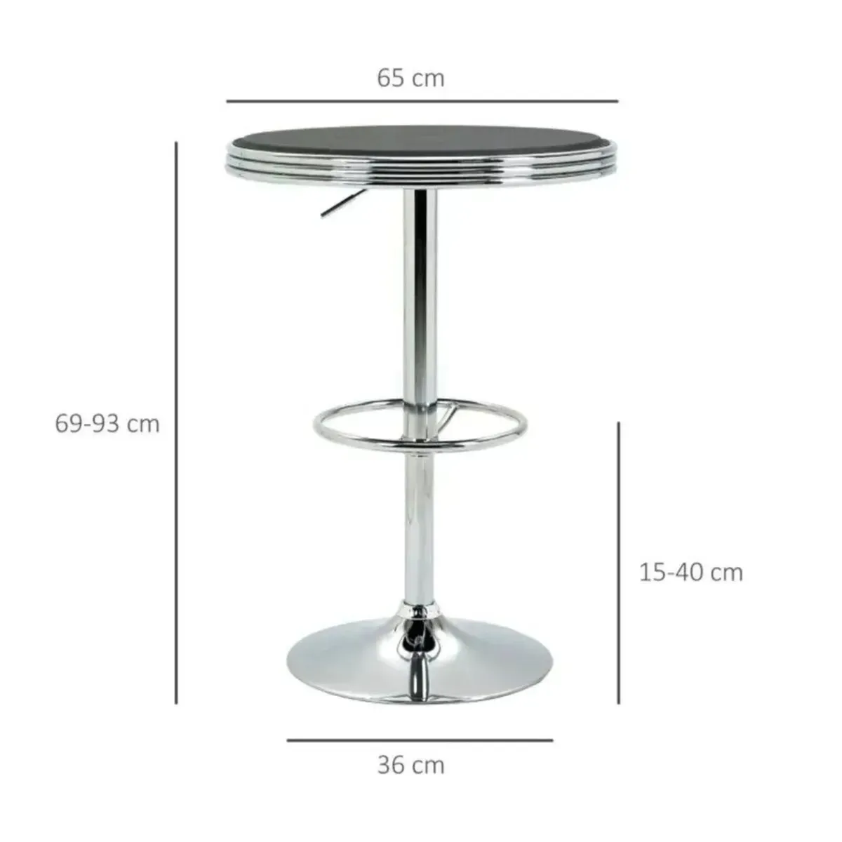 Table Faux Leather Cafe Bistro Round Black - Image 1